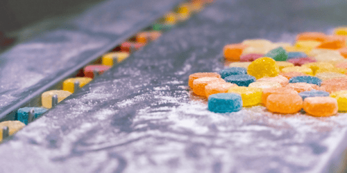 Hard candy being created through continuous processing